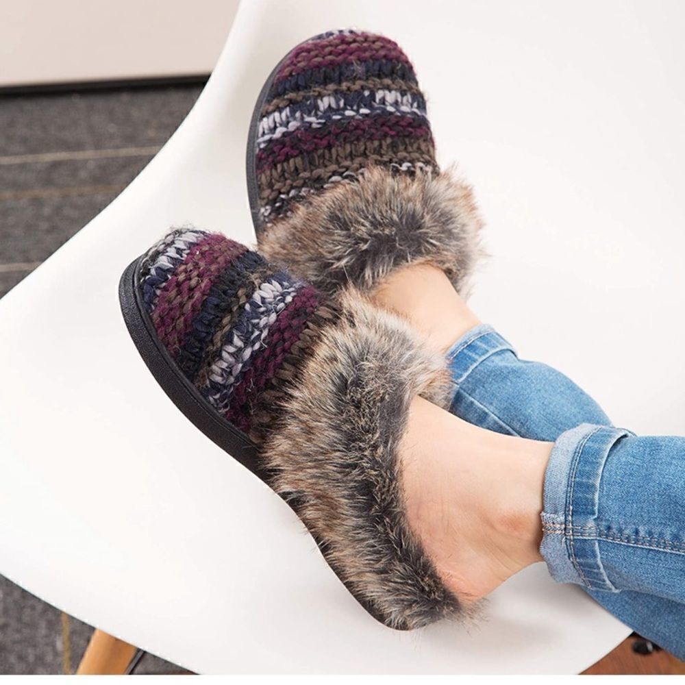DL Womens Ultra Soft Comfort Memory Foam Slippers Fluffy Slip on Indoor Knit